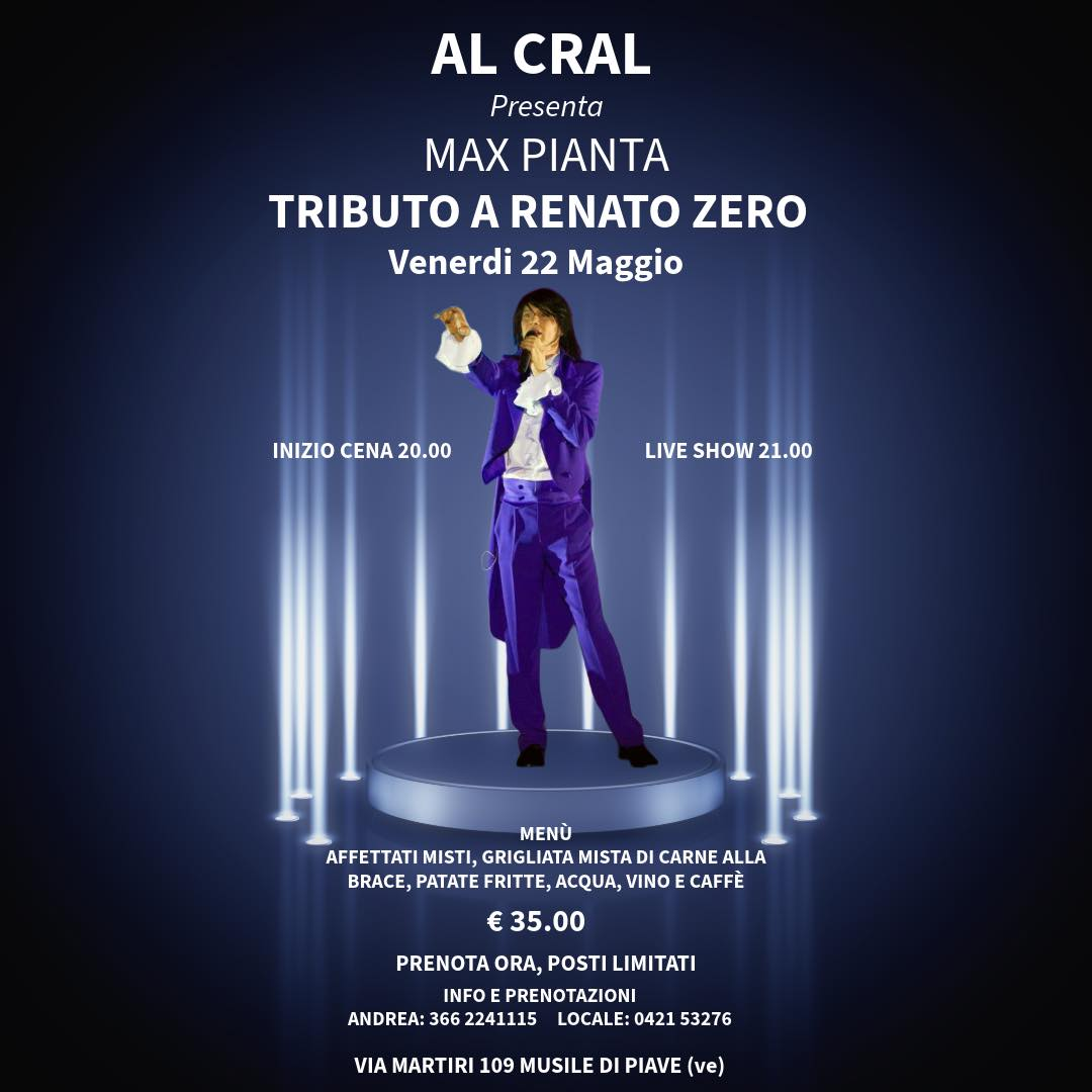 Locandina evento: Max Pianta — Tributo a Renato Zero